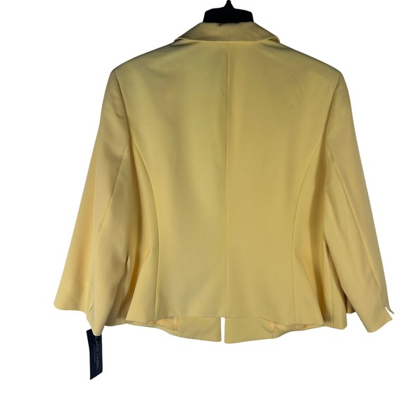 Black Label by Evan-Picone Womens 16 Yellow Open Front Shawl Blazer Jacket NWT - Picture 2 of 7